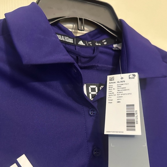 ❗️Adidas PrimeBlue Purple Short Sleeve Active Polo Short Sleeve Shirt Size Small - Picture 3 of 8